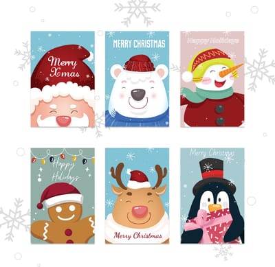 Giftmas Kerstkaarten - Wenskaarten - 36 Stuks - Met Enveloppen en Stickers - 10x15cm