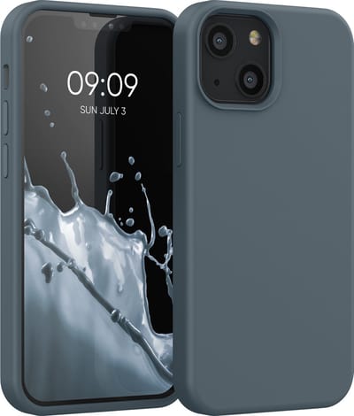 kwmobile telefoonhoesje geschikt voor Apple iPhone 13 mini - Hoesje met siliconen coating - Smartphone case in leisteen