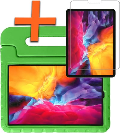 Hoesje - Geschikt voor Apple iPad Pro (2018) - 12.9 inch - Met Screenprotector - Kinderhoes Shockproof Bumper - Kidsproof Case - Tablet Hoes - Kinder Hoes Cover - Groen