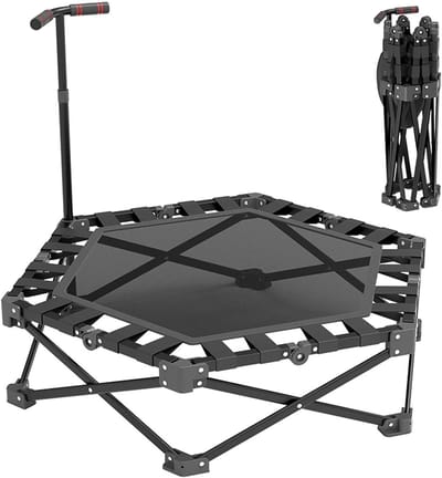 Opvouwbare Trampoline - Rebounder Fitness - Binnen Trainen - Verstelbare Handgreep - 200 kg Capaciteit - Zwart