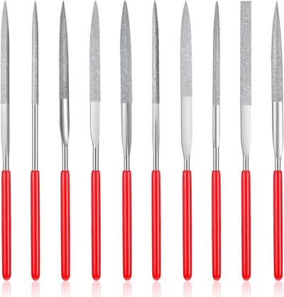 Set van 10 Mini Diamant Vijlenset, 4mm x 140mm, Precisie Vijlenset voor Houtbewerking, 3D Printen en Snijgereedschap