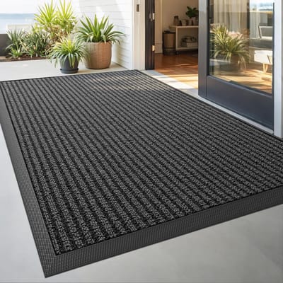Deurmat 90 x 150 cm, Binnen Deurmat Antislip, Deurmatten Vuilvanger, Absorberend Kleed, Voordeurmat geschikt voor Binnen en Buiteningangen, Gangen, Balkons, Gestreepte Grijs