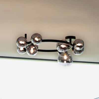 IDEAL LUX plafondlamp Perlage zwart/rookkleurig, lengte 70 cm, 10-lamps