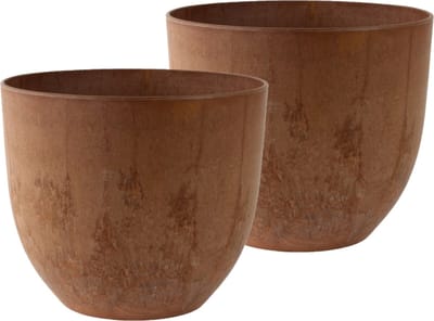 Ter Steege Plantenpot - 2x stuks - terra bruin - kunststof - 33 x 29 cm - Met drainagesysteem