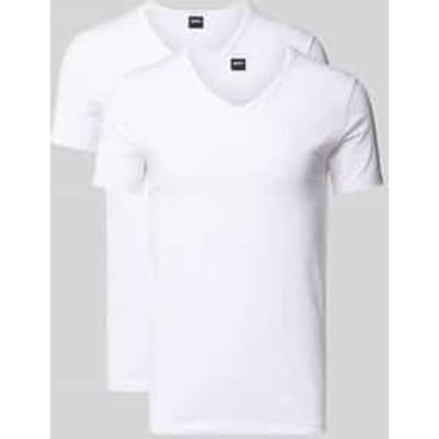 HUGO BOSS Modern stretch T-shirts slim fit (2-pack) - heren T-shirts V-hals - wit
