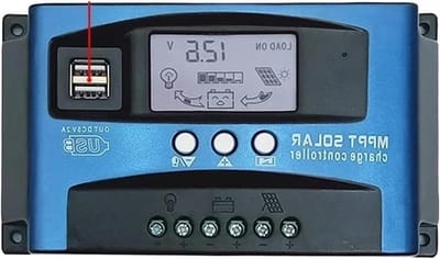 Zonnelaadregelaar - Solar Controller - Energie Beheer - Automatische MPPT Tracking - 100A - Zwart Blauw