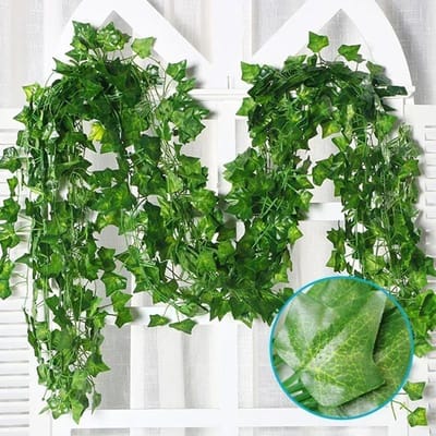 1 ST 2,2M Kunstplanten Huisdecoratie Groene Zijden Hangende Klimop Nep Bladeren Slinger Bladeren Voor Bruiloft Feest Kamer Tuin Decoratie L black