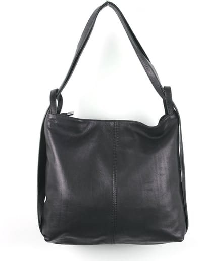 Giulianoed gewassen lederen handtas/rugtas Fenrice - Made in Italy - Dames - Zwart