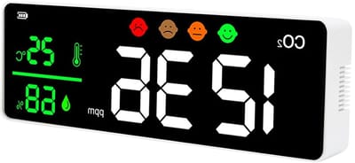 Luchtkwaliteitsmonitor - CO2-detector - Binnenlucht Meten - Hoge Nauwkeurigheid - 14 Uur Batterij - Wit