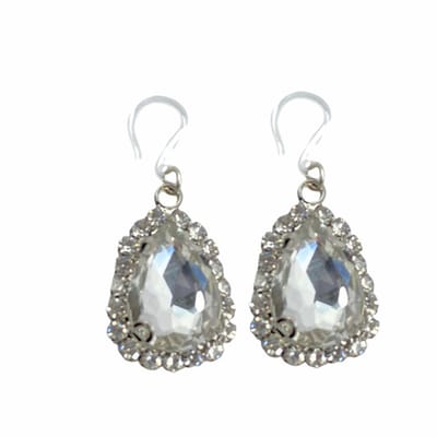 Allergievrij lange oorbellen-Strass druppel-Zilverkleur-Charme Bijoux