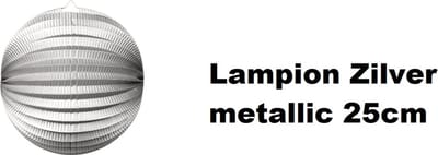 Lampion Zilver 25cm - festival thema feest verjaardag party papier BBQ strand licht fun