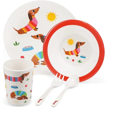 Kinderen melamine bord Rex London Sunny Sausage Dog (x5)