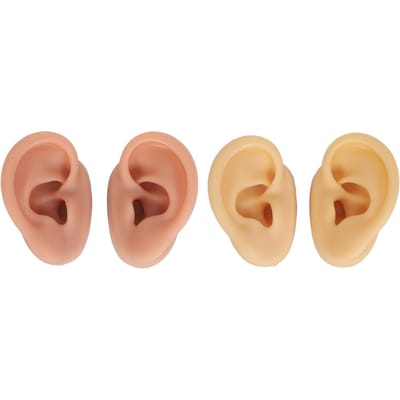 2 Paar 3D Siliconen Oormodel Zacht Flexibel Linker Rechter Oor Gesimuleerd Nepmodel Oefeninstrument voor beige