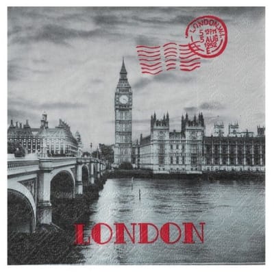 Vintage look servetten London 33 x 33cm, 20 stuks