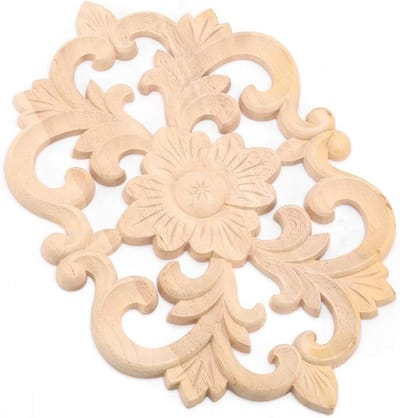 Houten Gegraveerde Onlay Applique voor Meubeldecoratie, Onbehandeld voor Deuren en Kasten