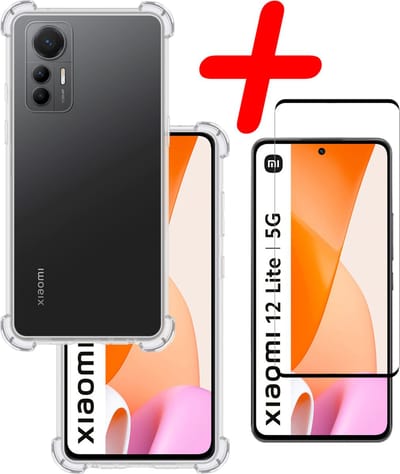 Hoesje Met Screenprotector - Geschikt voor Xiaomi 12 Lite - Sterk & Shockproof - Siliconen Case - Back Cover - Telefoon Hoes - Shock Proof - Transparant