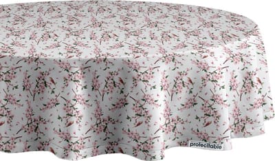 Protecttable - Rond Tafelzeil Cherryblossom Birds Ø138cm - Tafelkleed Afwasbaar - Kunststof