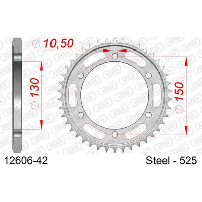 Stalen tandwiel Afam 525 42 dents