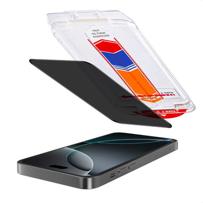 Accezz Screen Protector - Geschikt voor Apple iPhone 16 Pro - Gehard Glas Privacy Screenprotector + Applicator