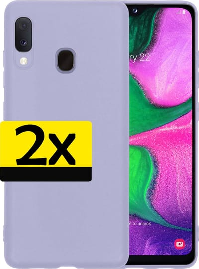 Hoesje - 2 Stuks - Geschikt voor Samsung Galaxy A20e - Sterk & Shockproof - Case Siliconen - Back Cover - Telefoon Hoes - Telefoonhoesjes - Lila