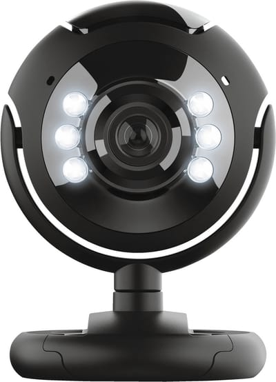 Trust Spotlight Pro – Webcam – 640 x 480 Resolutie – Ingebouwde Microfoon – 6 Dimbare LED Lampjes – USB Aansluiting – 170 cm Kabel – Zwart