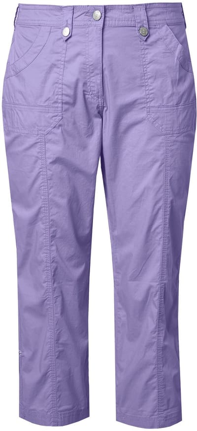 Ulla Popken - Dames - 7/8-cargohose oprolbandje voor broekspijp - Blauwe lila - Maat 62