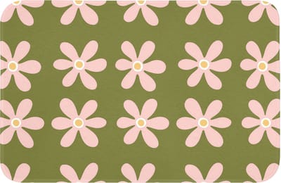 Badmat 60x40 cm - Antislip - Bloem - Modern - Groen - Badmatten voor badkamer - Badkamermat - Douchemat - Badkamer mat