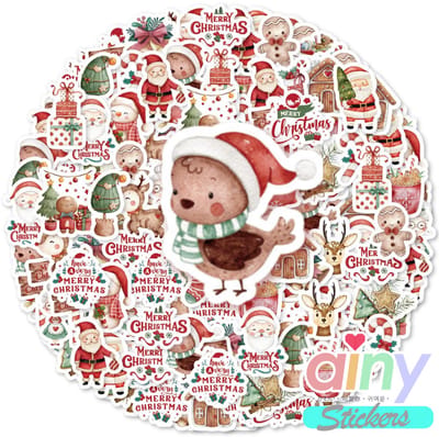 Ainy Stickers Kerst 46 stuks voor bullet journal, fotoalbum, wenskaarten, laptop, telefoon, waterfles, geschenksticker, knutselen stickervellen voor kinderen / volwassenen - ideaal voor cadeauverpakkingen, kerstkaart en kerstkado