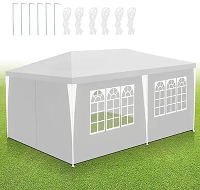 Waterdichte partytent 3 x 6 m met zijdelen en UV-bestendig zeil