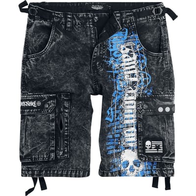 Rock Rebel by EMP - Rock Shorts - Shorts mit Skull - S tot XXL - voor Mannen - grijs