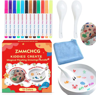 Zwevende Watertatoeage Stiften Set - 12 Kleuren - Inclusief Lepels en Poetsdoek
