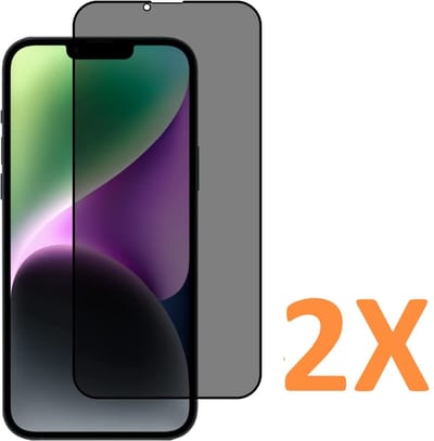 Screenprotector Glas - Privacy Tempered Glass Screen Protector Anti-Spy Geschikt voor: Apple iPhone 16E - 2x