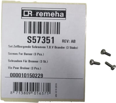 Remeha S57351 / De Dietrich Zekeringsplaat voor Brander – Brandermontageset met Schroeven en Borgplaatjes – COMPLETE SET