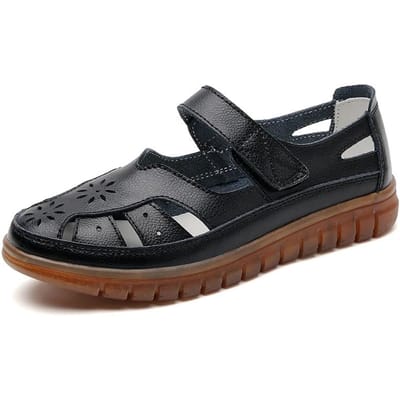 Nieuwe Zomer Dames Sandalen Dames Sandalen Comfortabele Flats Wandelsandalen Dichte Teen Strand Schoenen Dames Schoenen 35 black