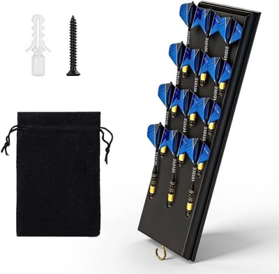 Dartpijlhouder van massief hout voor 12 dartpijlen, ideale dartaccessoires voor softdarts en stalen darts, zwart 40x10x2cm