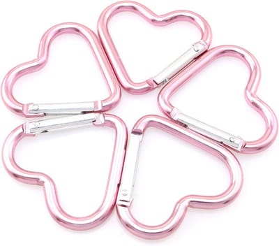 Hartvormige Snap Hook - Sleutelhanger Clip - Bagage Bevestigen - Lichtgewicht Aluminium - 10 Stuks - Lichtroze