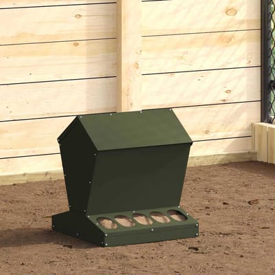 vidaXL - Kippenvoerbak - Olijf - Groen - 40 - x - 40 - x - 45 - cm - Koudgewalst - Staal