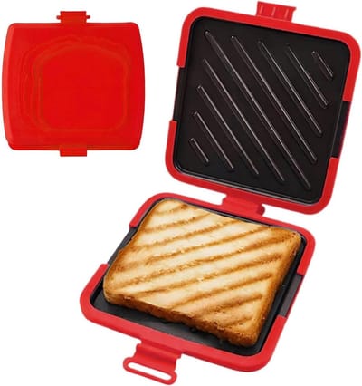 Sandwich Maker - Broodjesmaker Panini - Snelle Maaltijden - Magnetron Geschikt - 16 cm - Rood