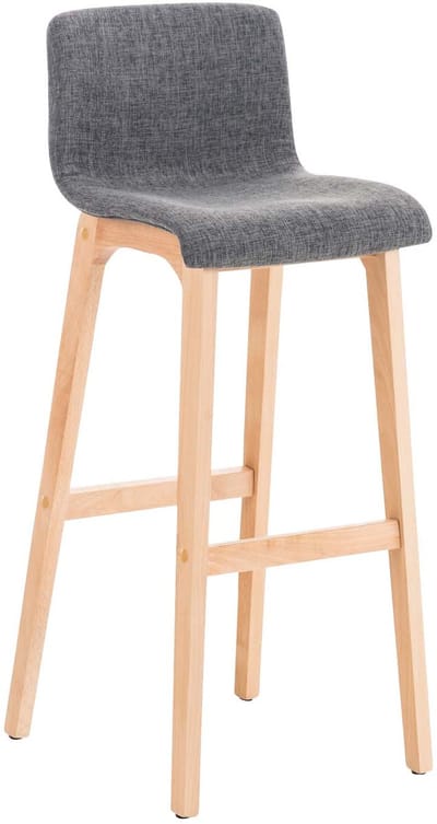 CLP Hover Barkruk - Hout frame - Stof licht grijs/natura