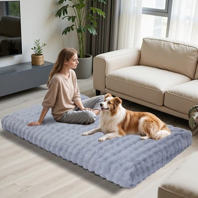 BingoPaw XXXXL hondenbedden, wasbaar, 200 x 130 x 18 cm, rustgevende benchmatras met afneembare hoes en antislipbodem, zachte, waterdichte bedden tegen angst voor huisdieren, puppy kussen kussen grijs