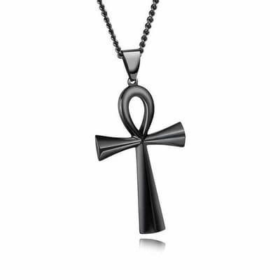 Ketting met Sierlijk Kruisje - Zwart - Kettingen Heren Dames - Papa Cadeau Voor Mannen - Vaderdag