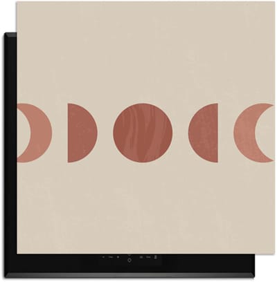 KitchenArt - Lunar Rhythm – Japandi Inductie Beschermer - 59x52 cm - Kookplaat Beschermer - Luxe Afdekplaat Inductieplaat - Anti-slip & Oprolbaar - Beschermmat Inductiekookplaat