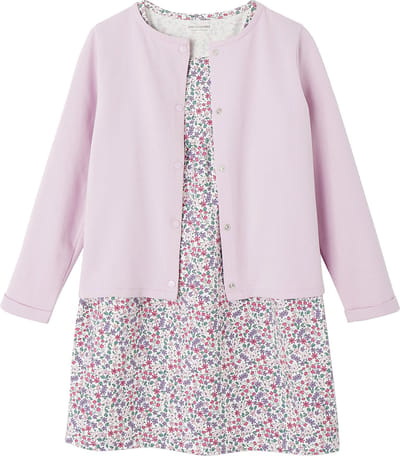 Vertbaudet Set - 2 delig - jurk - cardigan - meisjes - katoen