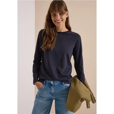 Longsleeve met boothals en strepen
