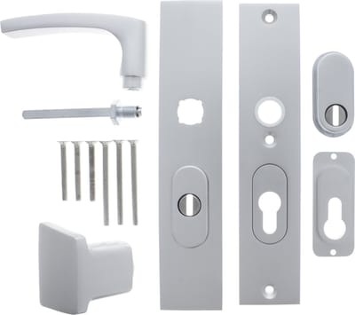 Starx Veiligheidsbeslag met Kerntrekbeveiliging â€“ Deurbeslag Aluminium â€“ Duwer/Kruk â€“ Langschild PC55/PC72mm