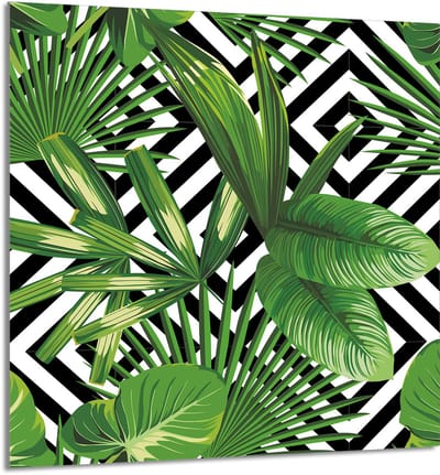TMK ArtDeko - Snijplank van gehard glas - 60x65 cm - Bladeren - Veelzijdig Gebruik
