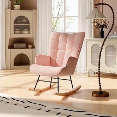 Schommelstoel Babykamer - Voedingsstoel Zacht - Ontspannen Zitten - Ergonomisch Design - 89x69x91 cm - Roze