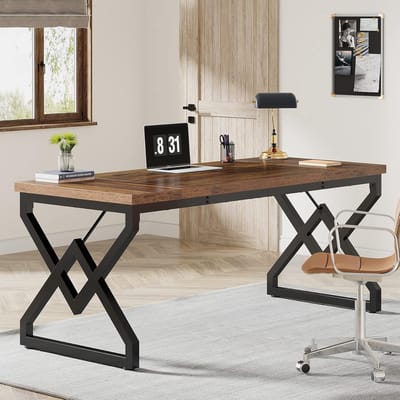 Tribesigns Bureau - 159 x 70 x 75 cm - Computertafel voor Thuiskantoor - Met Metalen Frame - Industrieel - Vintage Bruin
