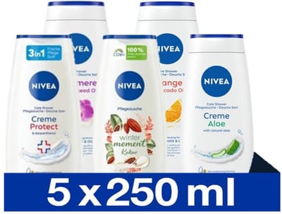 NIVEA Douchecrème Mix Set - 5 Unieke NIVEA Geuren - Body Wash - 5 x 250 ml - Mixpack Voordeelverpakking