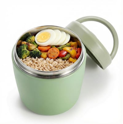 Dailygoods- Thermosbeker 1200 ml - Warmhoudbeker - Roestvrij Staal - Lekvrij - Geschikt voor Kinderen/Volwassenen - Inclusief Lepel - Thermocontainer